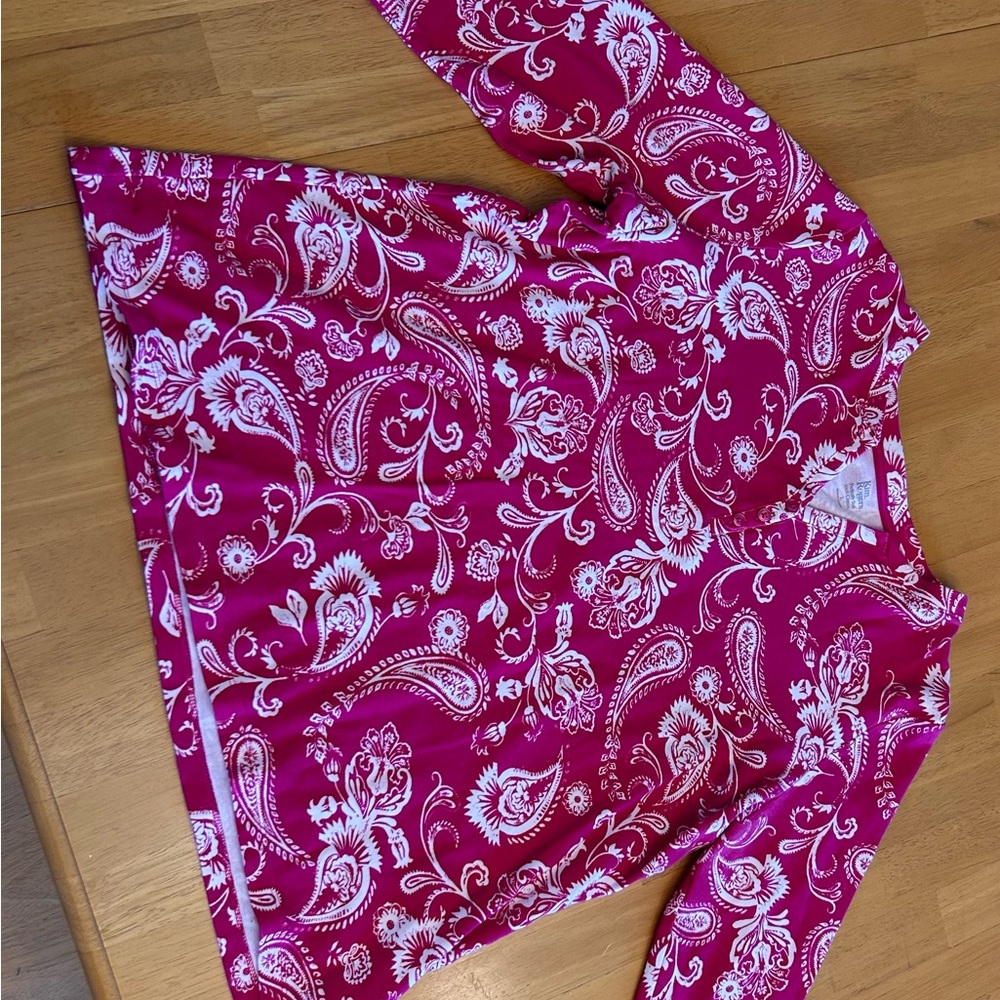 2 tops. Kim Rogers Pink and White Paisley Button-Up Top